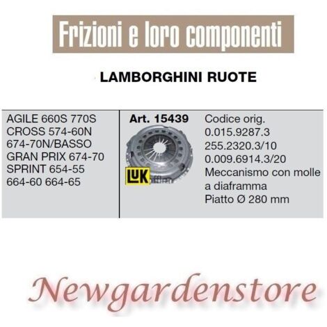 Mécanisme d'embrayage tracteur LAMBORGHINI 15439 Agile Cross Prix 280mm Luk