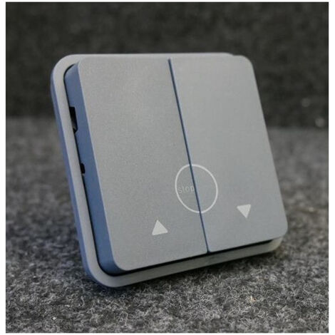 Mécanisme double bouton poussoir pour volets roulants – IP55 – Clipsé – Compatible systèmes HAGER – Polypropylène gris