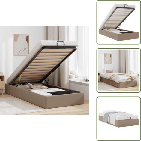 Mecanismo de elevación hidráulico - vidaXL Estructura cama otomana sin colchón cuero sintético cappucino - Cama con base de láminas