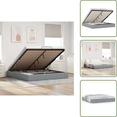Mecanismo de elevación - vidaXL Estructura cama otomana sin colchón tela gris claro 180x200cm - Cama sin colchón