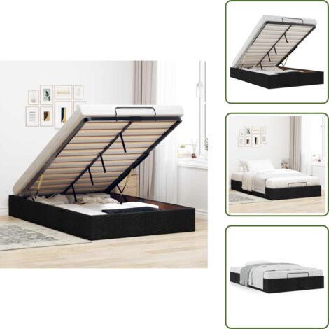 Mecanismo de elevación - vidaXL Estructura cama otomana sin colchón tela negro 120x200cm - Cama sin colchón