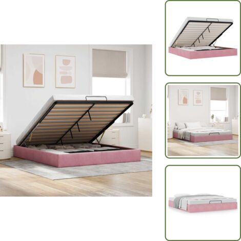 Mecanismo de elevación - vidaXL Estructura cama otomana sin colchón terciopelo rosa 200x200 cm - Cama sin colchón
