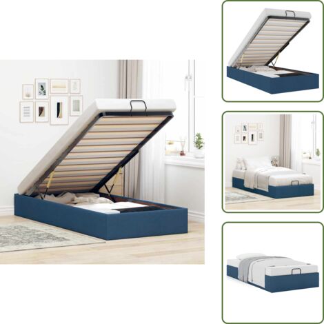 Mecanismo de elevación - vidaXL Estructura de cama otomana sin colchón tela azul 100x200cm - Cama sin colchón