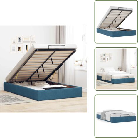 Mecanismo de elevación - vidaXL Estructura de cama otomana sin colchón terciopelo azul oscuro - Cama sin colchón