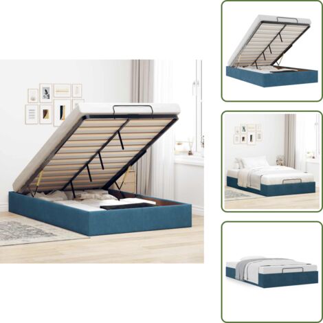 Mecanismo de elevación - vidaXL Estructura de cama otomana sin colchón terciopelo azul oscuro - Cama sin colchón