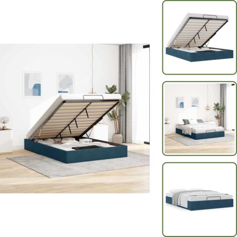 Mecanismo de elevación - vidaXL Estructura de cama otomana sin colchón terciopelo azul oscuro - Cama sin colchón