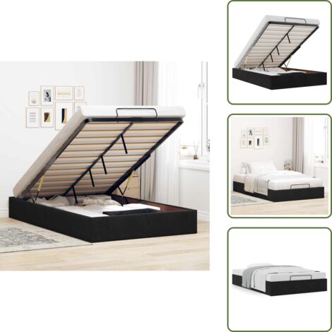 Mecanismo de elevación - vidaXL Estructura de cama otomana sin colchón terciopelo negro - Cama sin colchón