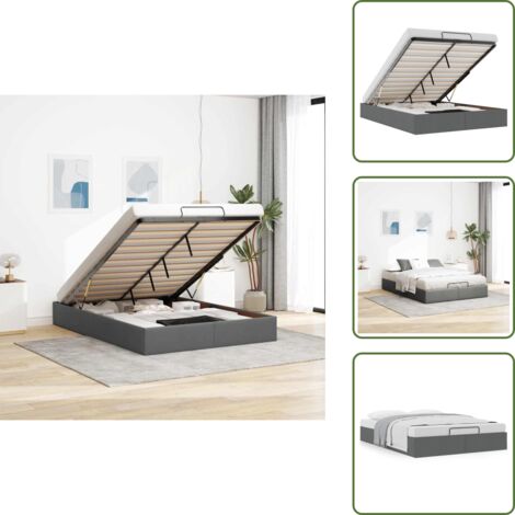 Meccanismo di sollevamento - vidaXL Struttura Letto Pouf senza Materasso 140x200 cm in Tessuto - Letto con doghe