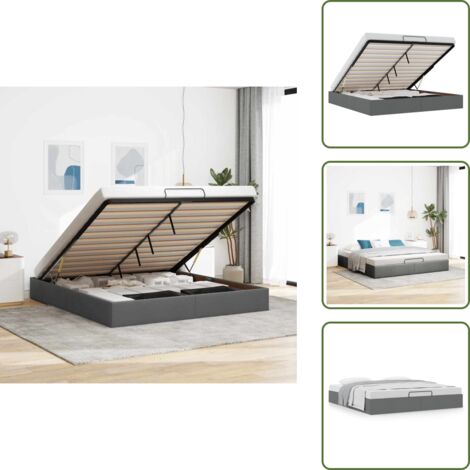 Meccanismo di sollevamento - vidaXL Struttura Letto Pouf senza Materasso 160x200 cm in Tessuto - Letto con doghe