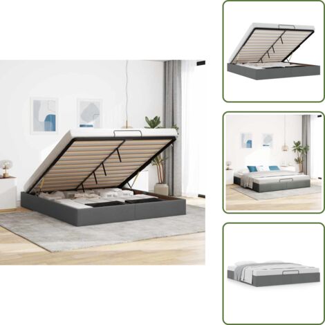 Meccanismo di sollevamento - vidaXL Struttura Letto Pouf senza Materasso 180x200 cm in Tessuto - Letto con doghe