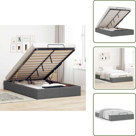 Meccanismo di sollevamento - vidaXL Struttura Letto Pouf senza Materasso 80x200 cm in Tessuto - Letto con doghe
