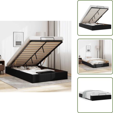 Meccanismo di sollevamento - vidaXL Struttura Letto Pouf senza Materasso Nero 120x200 cm Similpelle - Letto con doghe