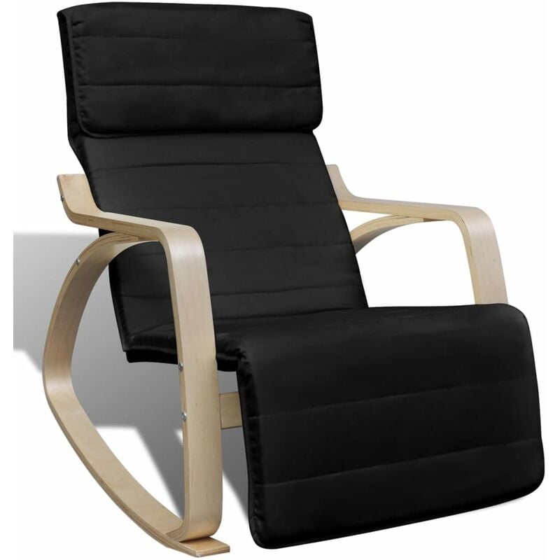 

Madera Curvada Mecedora de Tela Negro - Negro - Vidaxl