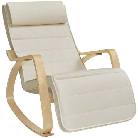 Mecedora con reposapiés ángulo ajustable 5° carga máxima 150 kg beige 120005850
