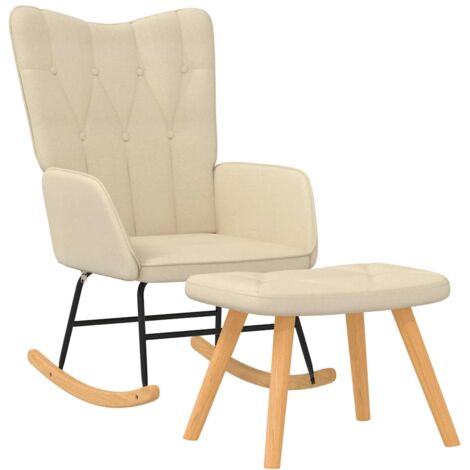 Mecedora de Enfermería Relax Tapizada para Salón con Reposapiés en Tela Crema DEC028778