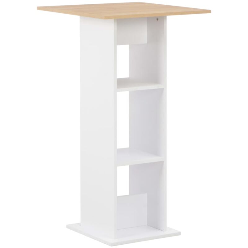 

vidaXL Mesa de bar color blanco y roble Sonoma 60x60x110 cm - Blanco