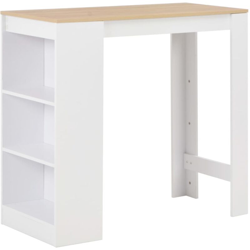 

Mesa de Bar con Estantería 110x50x103 cm Blanco y Color Natural - Blanco - Vidaxl