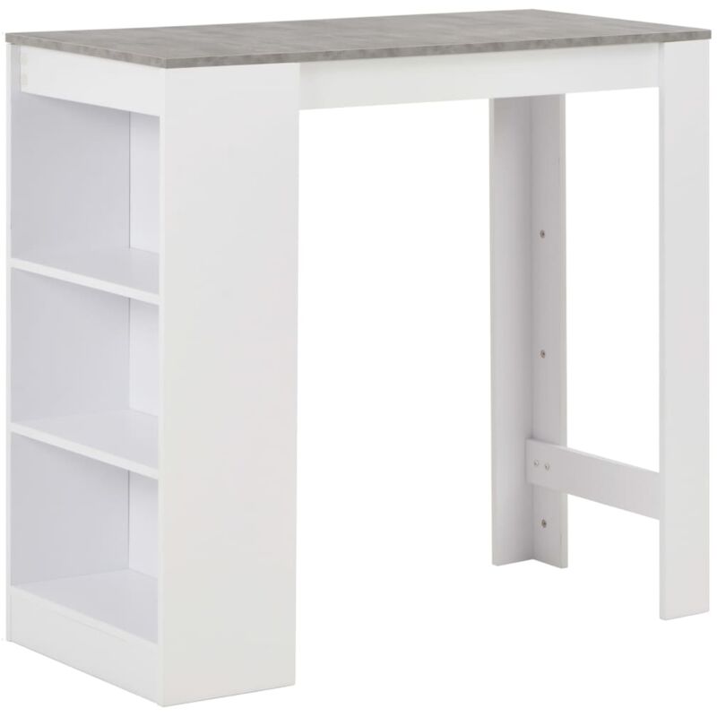 

Mesa de Bar con Estantería 110x50x103 cm Blanco y Color de Hormigón - Blanco - Vidaxl