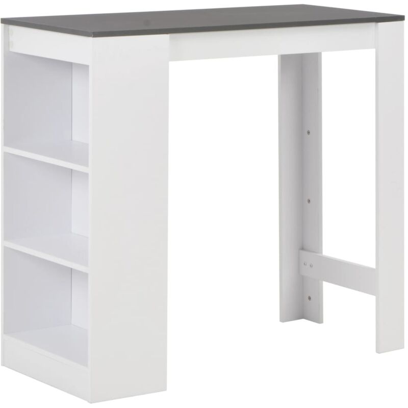 

Mesa de Bar con Estantería 110x50x103 cm Blanca y Gris - Blanco - Vidaxl