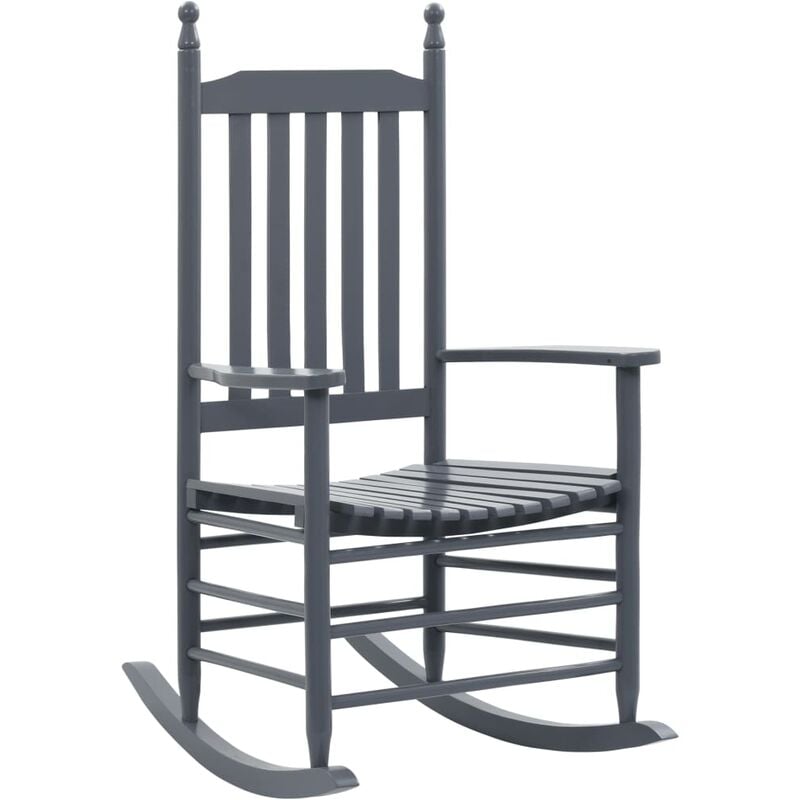 

Mecedora con Asiento de Madera de Álamo Gris - Gris - Vidaxl