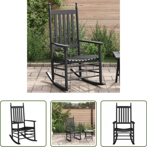 Mecedora de madera -  Mecedora con asiento curvo madera maciza de álamo negro