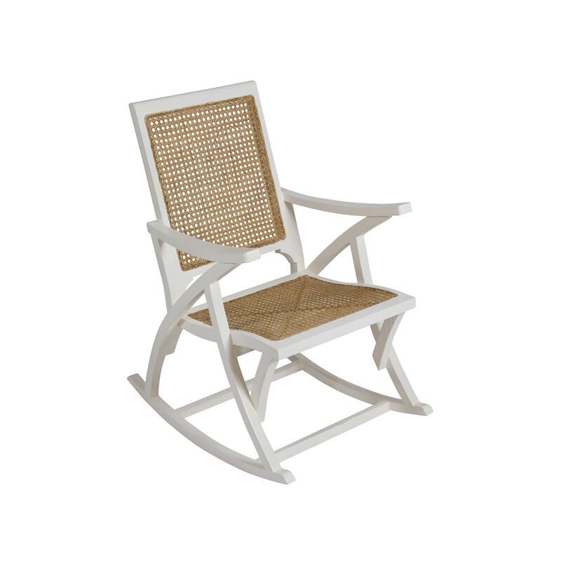 

Tuttambi - Mecedora de rattan blanca 57x75x90 cm