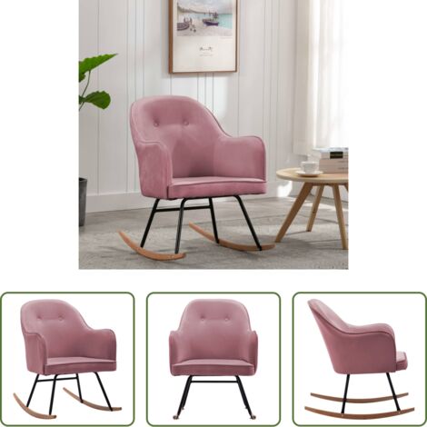 Mecedora de terciopelo -  Silla mecedora de terciopelo rosa