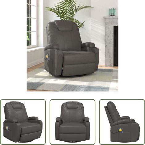 Mecedora eléctrica -  Sillón de masaje mecedora de cuero sintético gris antracita