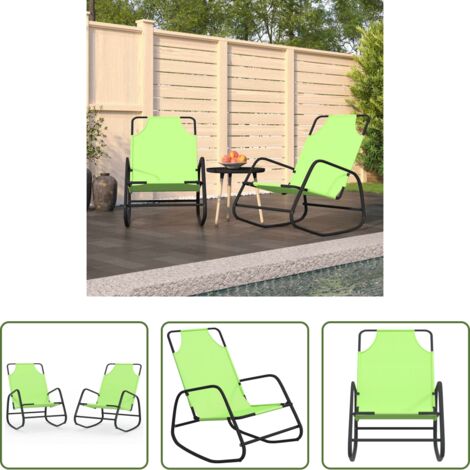 Mecedora exterior -  Tumbona mecedora 2 unidades de acero y textilene verde