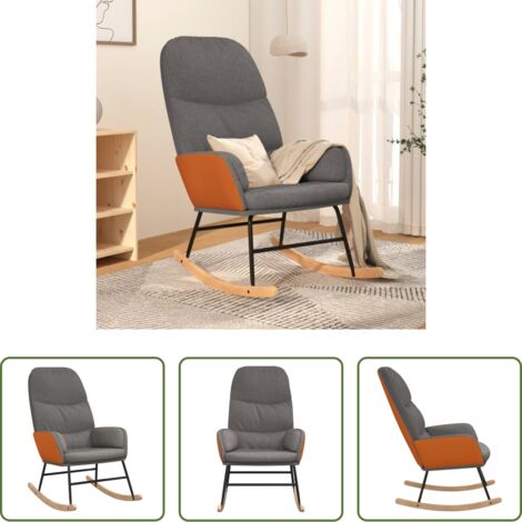 Mecedora gris claro -  Silla mecedora de tela gris claro