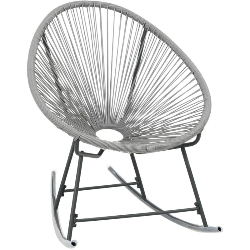 

vidaXL Silla mecedora redonda de ratán sintético gris - Gris
