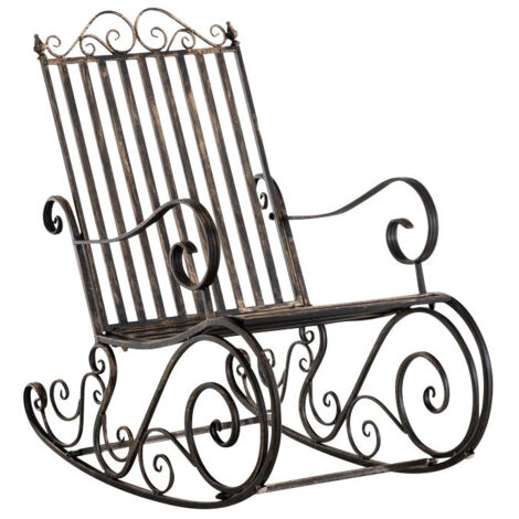 Mecedora mecedora para jardín en hierro bronce envejecido MDJ10102