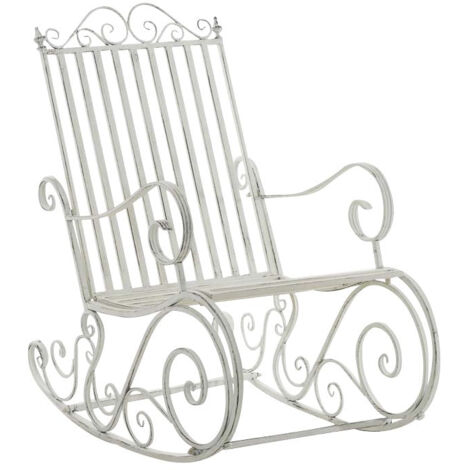 Mecedora mecedora para jardín en hierro envejecido blanco MDJ10104