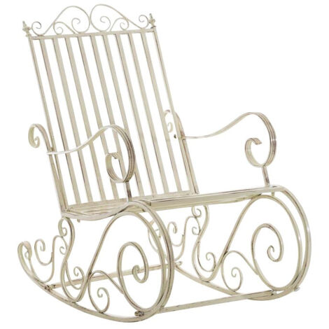 Mecedora mecedora para jardín en hierro envejecido crema MDJ10103