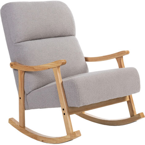 Mecedora para bebé con patas de madera y reposabrazos gris