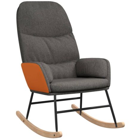 Mecedora relax acolchada para salón en tela gris oscuro PVC naranja DEC028981