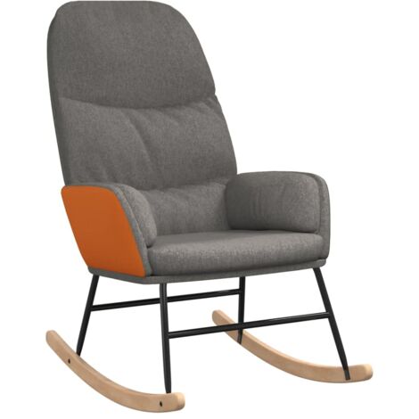 Mecedora relax acolchada para salón en tela PVC gris claro naranja DEC028954