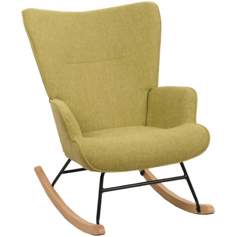Mecedora relax Sillón TV tapizado 11 cm en madera, metal y tela verde 040006915