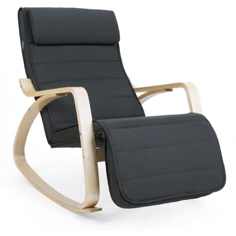 Mecedora, Sillón Tumbona con Reposapiernas Ajustable, Capacidad de Carga de 150 kg, Gris