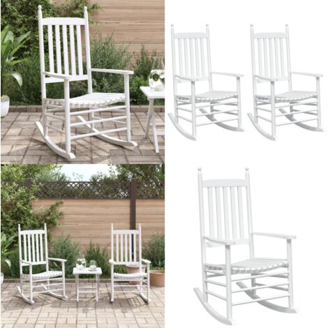 Mecedoras con asientos curvos 2 pzas abeto madera maciza blanca - Mecedora de madera - Mecedora de abeto