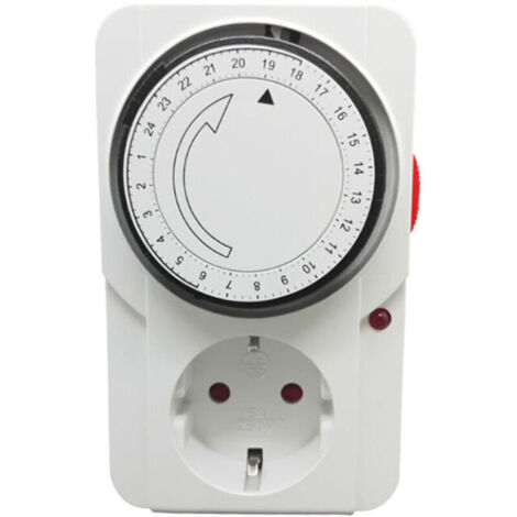 Mechanical timer switch. Indicator light. 3000W. Mechanical timer socket, white, 16A