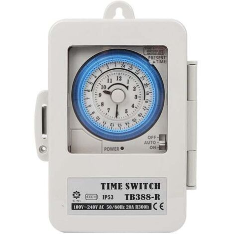 Mechanical Timer Switch TB388 PC Waterproof 24 Hours Daily Programmable Water Heater Lighting Timer AC 100250V 20A