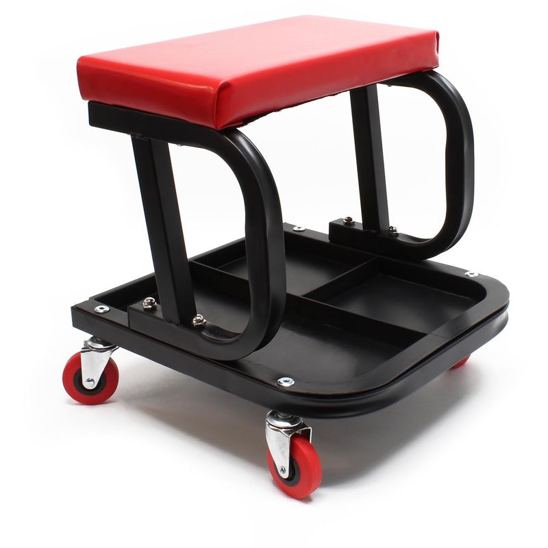 Mechanics Rolling Seat Garage Workshop Stool Mobile 4 Swivel