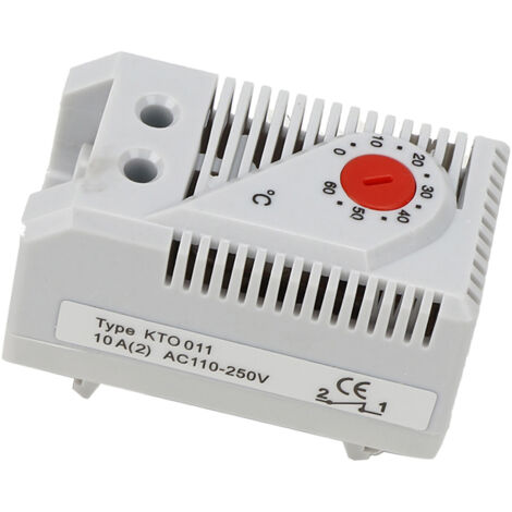 Mechanisch/elektrischer Thermostat, Temperaturregler 0–60 °C, kompakter, einstellbarer blau/roter Druckknopfschalter, 35-mm-DIN-Schiene