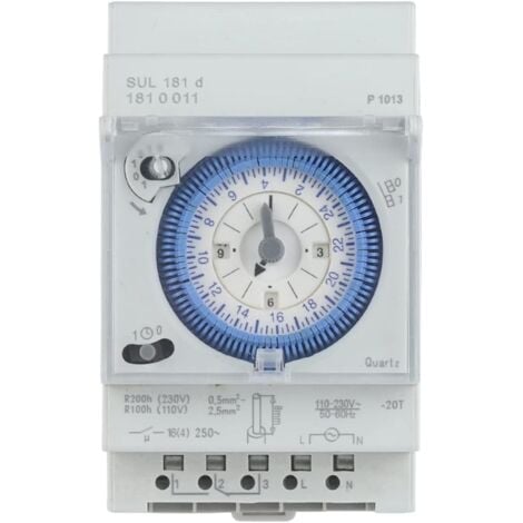 KZQ Mechanische bidirektionale 24-Stunden-Zeitschaltuhr mit DIN-Schiene und Gangreserve SUL 181d 110-230 V