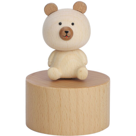 Mechanische Spieluhr aus Holz mit Bärenmotiv für Kinder – Geburtstags- und Weihnachtsgeschenk