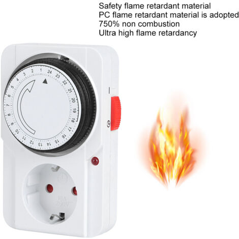 Mechanischer 24-Stunden-Wandtimer  Integrierte 16-A-Steckdose  Robustes Polycarbonat  Für Springbrunnen, Heizung und Beleuchtung