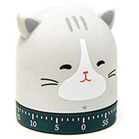 Mechanischer Küchentimer für Weihnachten, Feiertage und Neujahr, 60 Minuten, Zifferblatt zum Aufziehen, 360° drehbar, Kätzchen und Katze