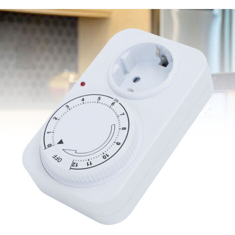 Mechanischer Timer mit EU-Stecker FRK D12 - 12H 16A PC Flammhemmender Timer-Stecker für Lampen, Pumpen und Ladegeräte für Elektrofahrräder