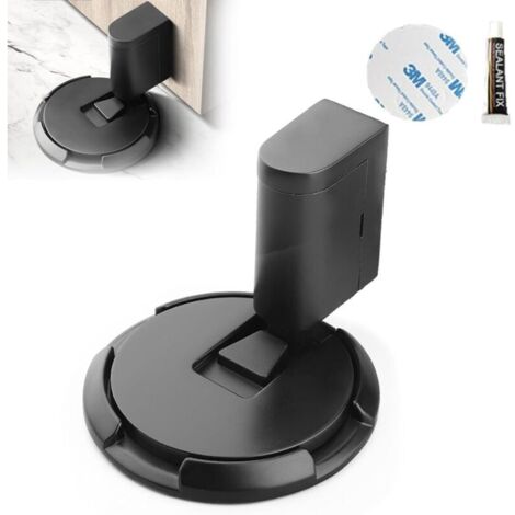 Mechanischer Türstopper für den Boden, magnetischer Türstopper, mechanischer Türstopper zum Herunterdrücken auf die Tür, kein Bohren erforderlich (schwarz)